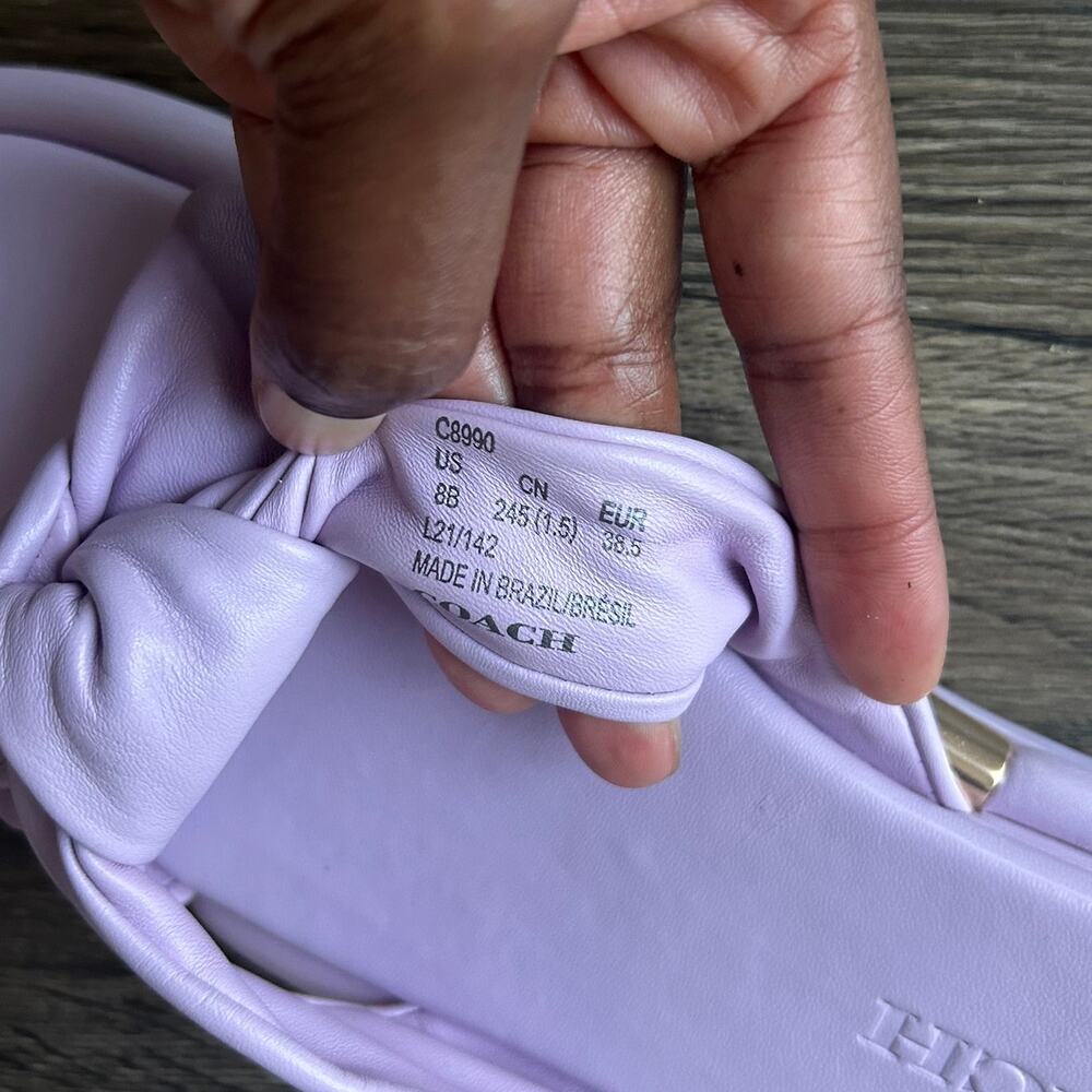 Coach Purple Brooklyn Leather Slides Size 8 - Picture 14 of 14